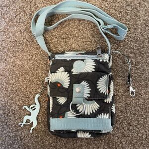 kipling lancelot bag brown white flowers mini crossbody shoulder monkey keychain